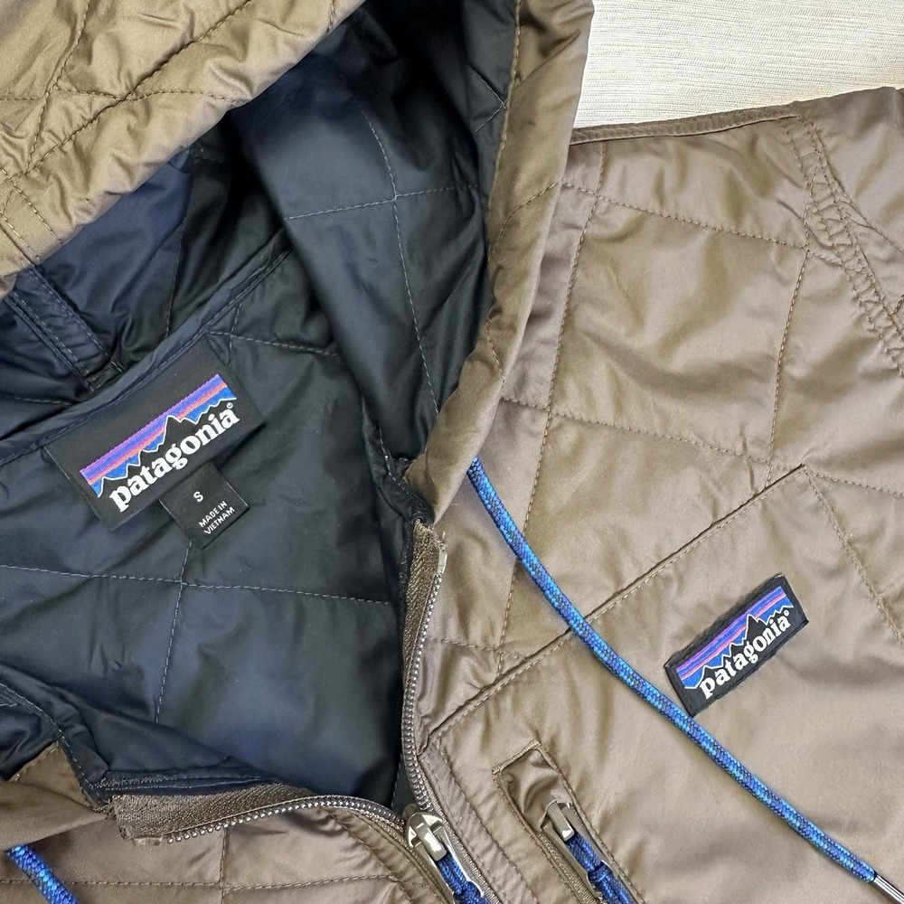 Patagonia Diamond Quilted Bomber Hoody Jacket Men S Full Zip Topsoil Brown Gorp - Picture 4 of 11